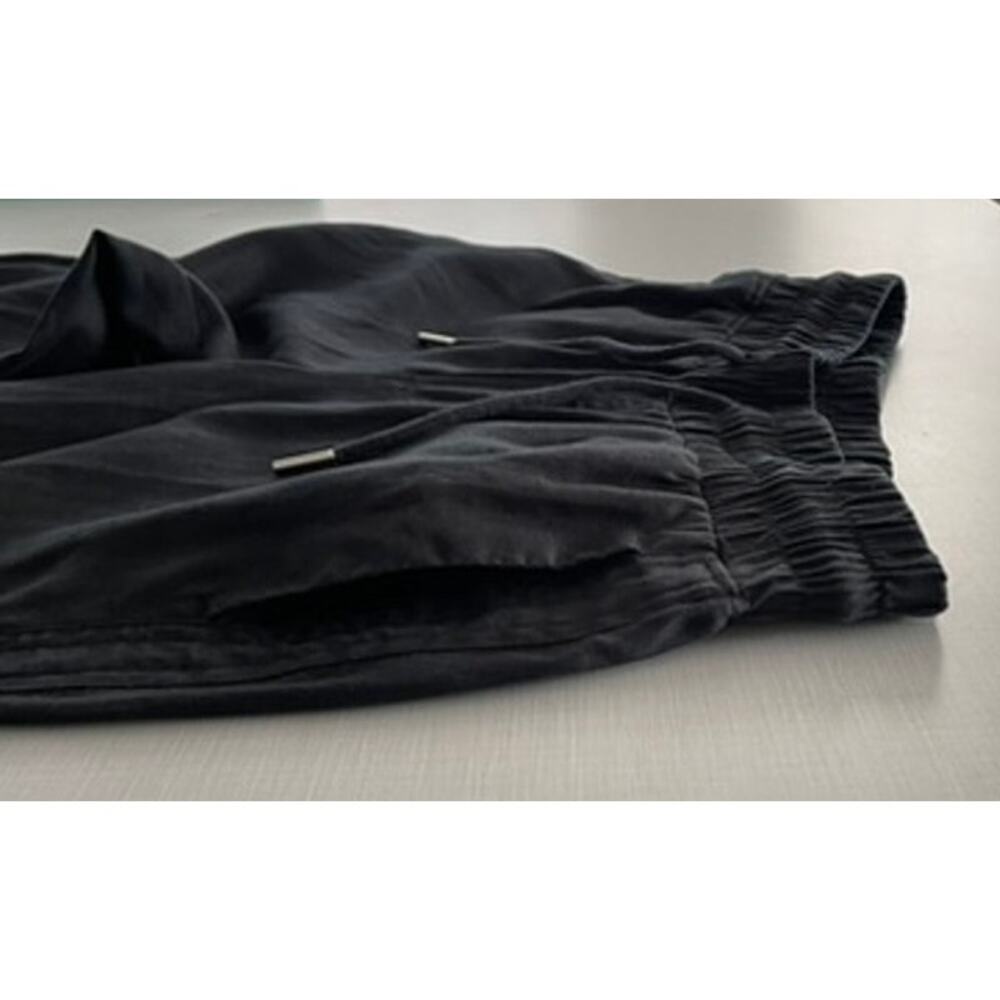 Quince Sz M Wide Leg Linen Pants Black Elastic Breezy Vacation Travel Relaxed - Picture 9 of 16